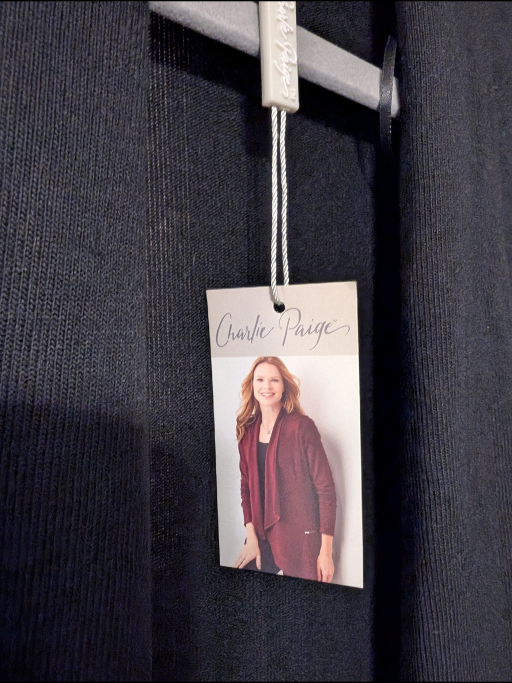 Charlie Paige Black Open-Front Knit Cardigan NWT - Picture 3 of 7